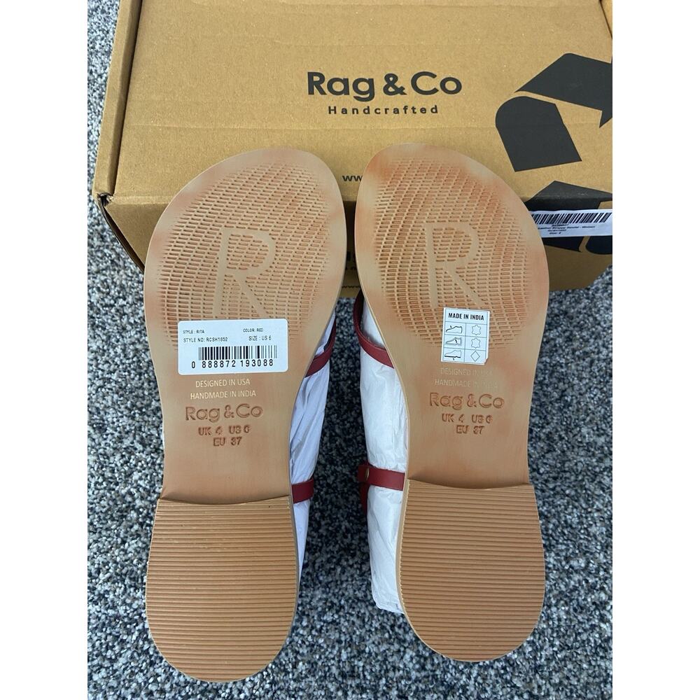 Rag and Co RITA Strappy Flat Leather Sandals Red NEW Size 6 - Picture 5 of 5
